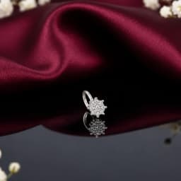 Silver Floral Press Nose Pin