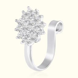 Silver Floral Press Nose Pin
