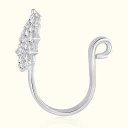 Silver Floral Press Nose Pin