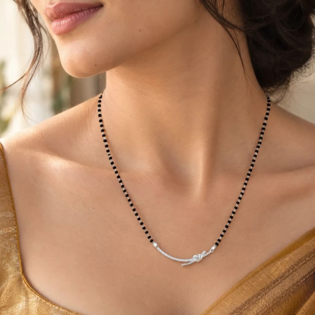 Silver Mangalsutra with Pavé Knot Pendant