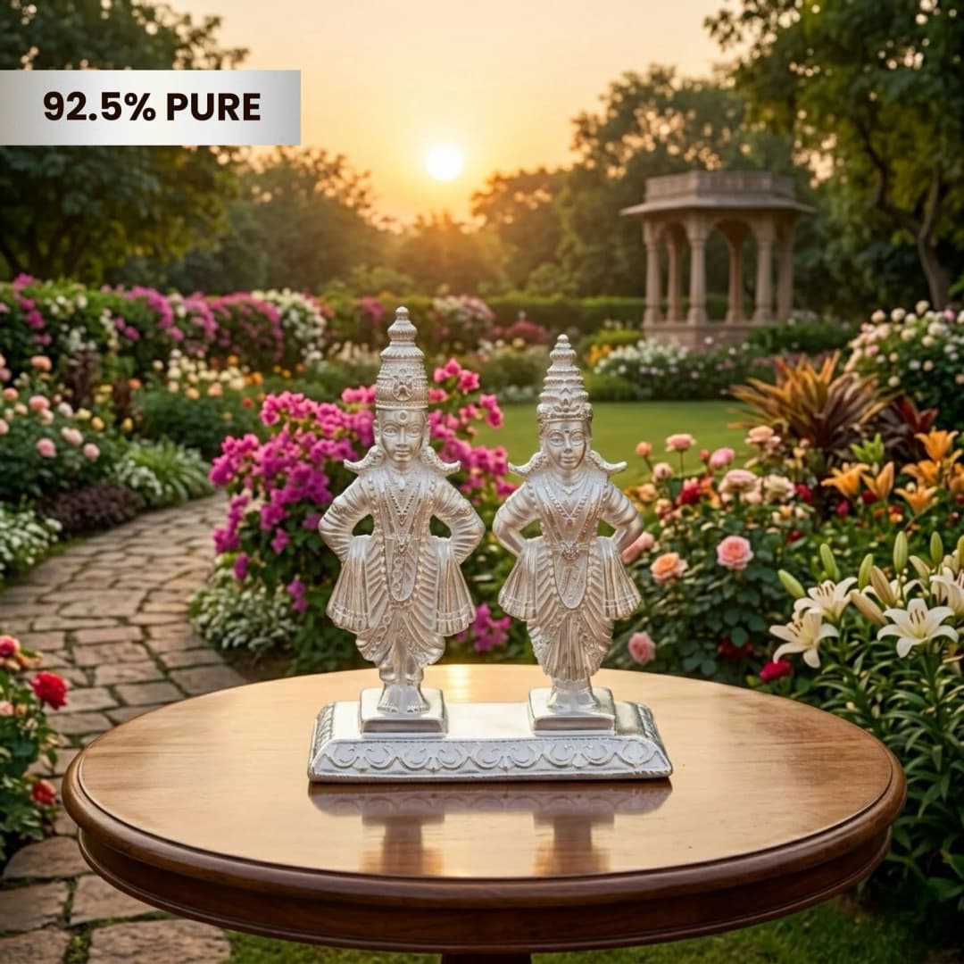 Silver Vitthal Rukmini Divine Murti