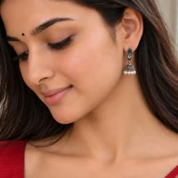 Aarohi Oxidised Silver Jhumka