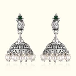 Aarohi Oxidised Silver Jhumka