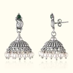 Aarohi Oxidised Silver Jhumka