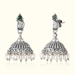 Aarohi Oxidised Silver Jhumka