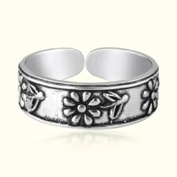 Timeless Flower Silver Toe Ring