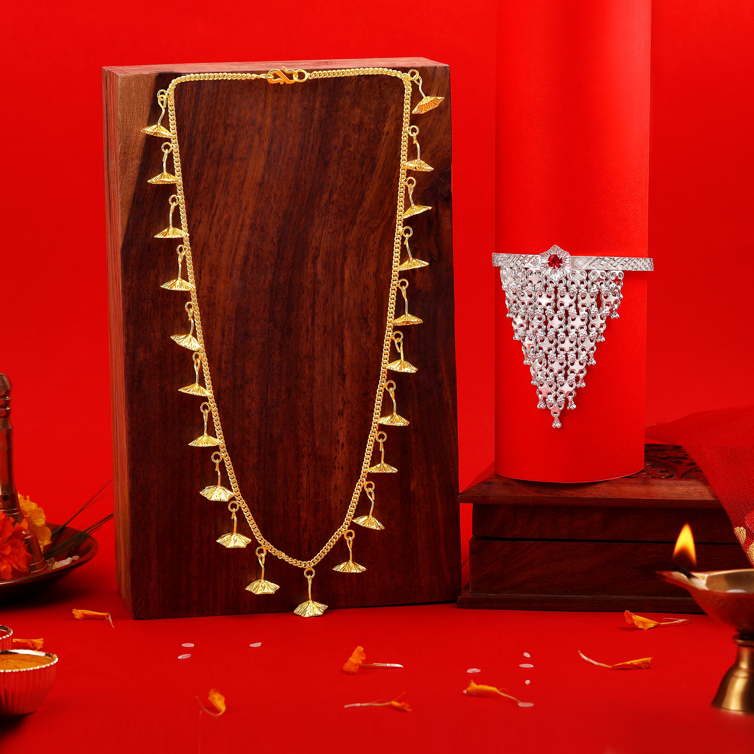 Special Ganpati Silver Haar and Silver Sond Patti Set