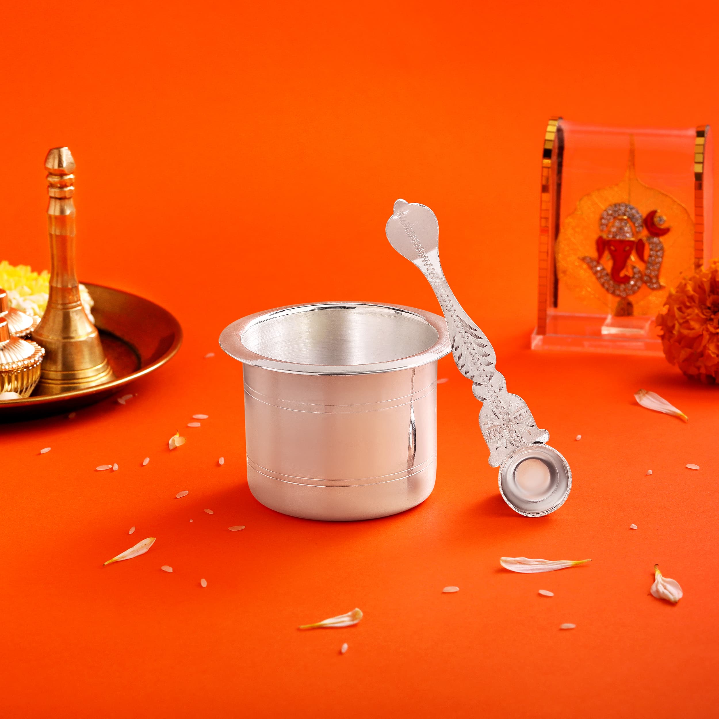 Pure Silver Pali and Panchpatra Pooja Set