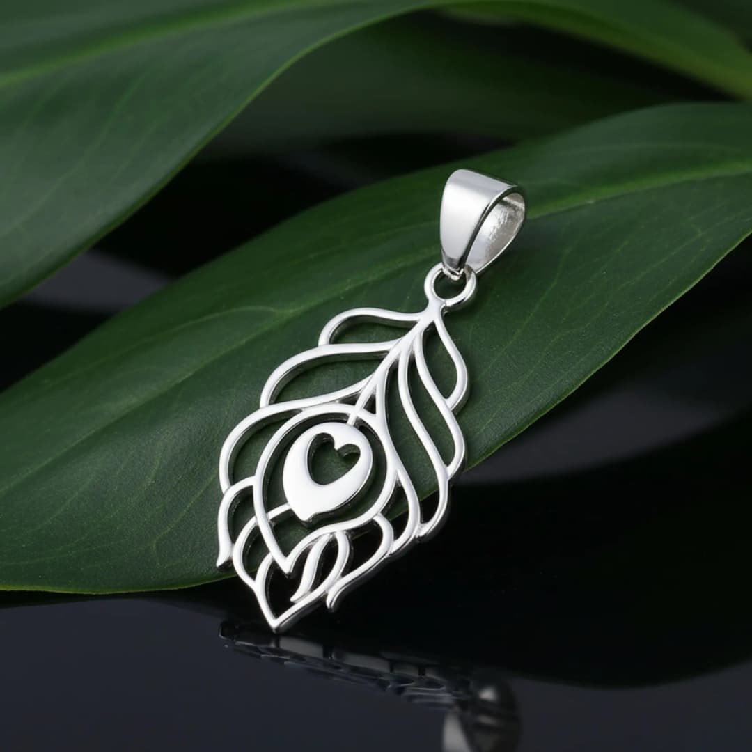 Krishna Feather Silver Locket