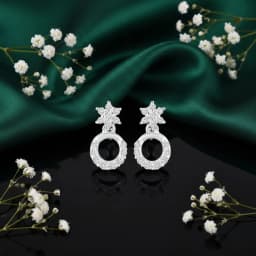 Star Halo Silver Earrings