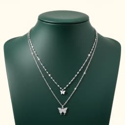 Silver Butterfly Layered Chain