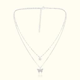Silver Butterfly Layered Chain
