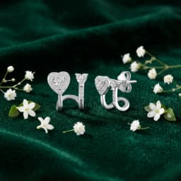 Sterling Silver CZ Heart Ear Climbers