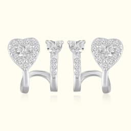Sterling Silver CZ Heart Ear Climbers
