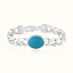 Classic Blue Stone Silver Link Bracelet