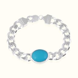 Classic Blue Stone Silver Link Bracelet