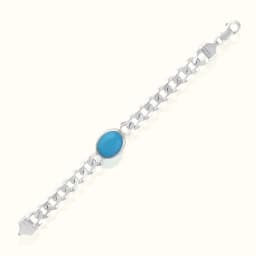 Classic Blue Stone Silver Link Bracelet