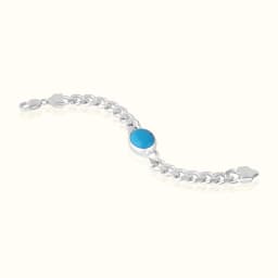 Classic Blue Stone Silver Link Bracelet