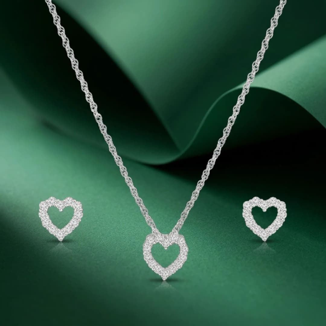Cupids Silver Necklace Set