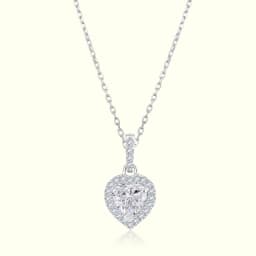 Silver Heart Stone Fancy Chain