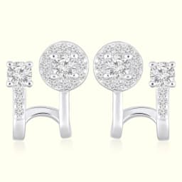 Silver Solitaire Floral Ear Climbers