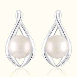 Silver Embrace Pearl Studs
