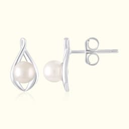 Silver Embrace Pearl Studs