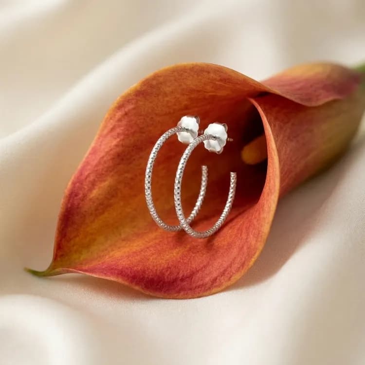 Silver Glitter Hoops