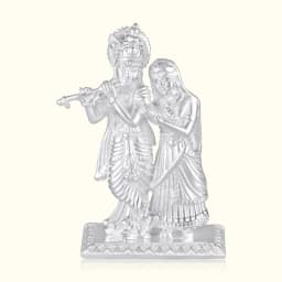 Pure Radha Krishna Silver Murti