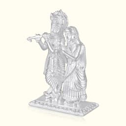 Pure Radha Krishna Silver Murti