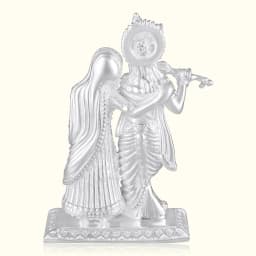 Pure Radha Krishna Silver Murti