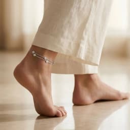 Sterling Silver Double Chain Circular Anklet