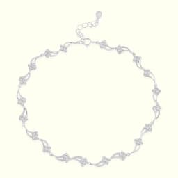 Sterling Silver Fancy Floral Link Anklet
