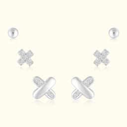 Sterling Silver X Three Earrings Set