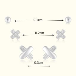 Sterling Silver X Three Earrings Set
