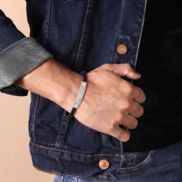 Stratos Mens Silver Band Bracelet