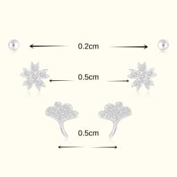 Ginkgo Leaf and Pavé Star Silver Earrings Set