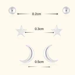 Silver Celestial Earrings Set of Three Pairs
