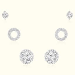 Halo Silver Earrings Set of Three Pairs