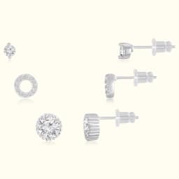 Halo Silver Earrings Set of Three Pairs