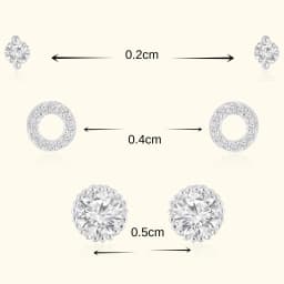 Halo Silver Earrings Set of Three Pairs