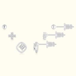 Elegant Silver Earrings Set of Three Pairs