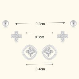 Elegant Silver Earrings Set of Three Pairs