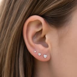 Silver Heart Earrings Set of Three