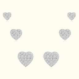 Silver Heart Earrings Set of Three