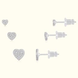 Silver Heart Earrings Set of Three