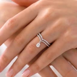 Silver Stacked CZ Diamond Drop Ring