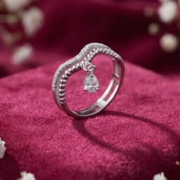 Silver Stacked CZ Diamond Drop Ring