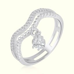Silver Stacked CZ Diamond Drop Ring