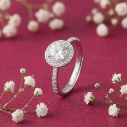Halo Solitaire Silver Ring